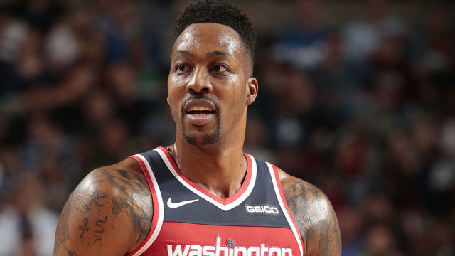 DALLAS, TX - NOVEMBER 6: =Washington Wizards center Dwight Howard #21 looks on during the game against the Dallas Mavericks on October 6, 2018 at the American Airlines Center in Dallas, Texas. Mandatory Copyright Notice: Copyright 2018 NBAE