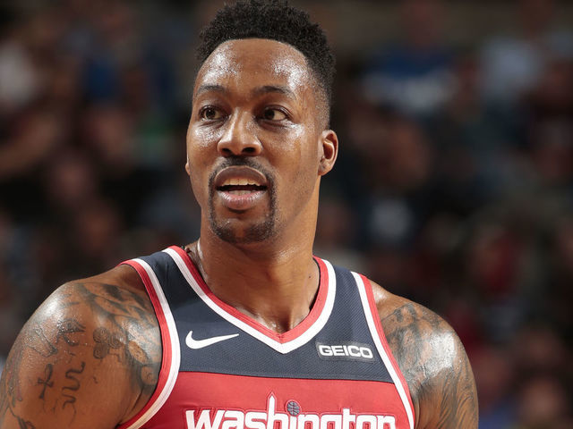 DALLAS, TX - NOVEMBER 6: =Washington Wizards center Dwight Howard #21 looks on during the game against the Dallas Mavericks on October 6, 2018 at the American Airlines Center in Dallas, Texas. Mandatory Copyright Notice: Copyright 2018 NBAE