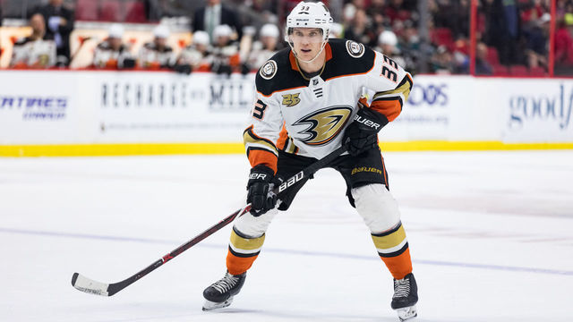 OTTAWA, ON - FEBRUARY 07: Anaheim Ducks Right Wing Jakob Silfverberg (33) keeps eyes on the play during third period National Hockey League action between the Anaheim Ducks and Ottawa Senators on February 7, 2019, at Canadian Tire Centre in Ottawa, ON, Canada.