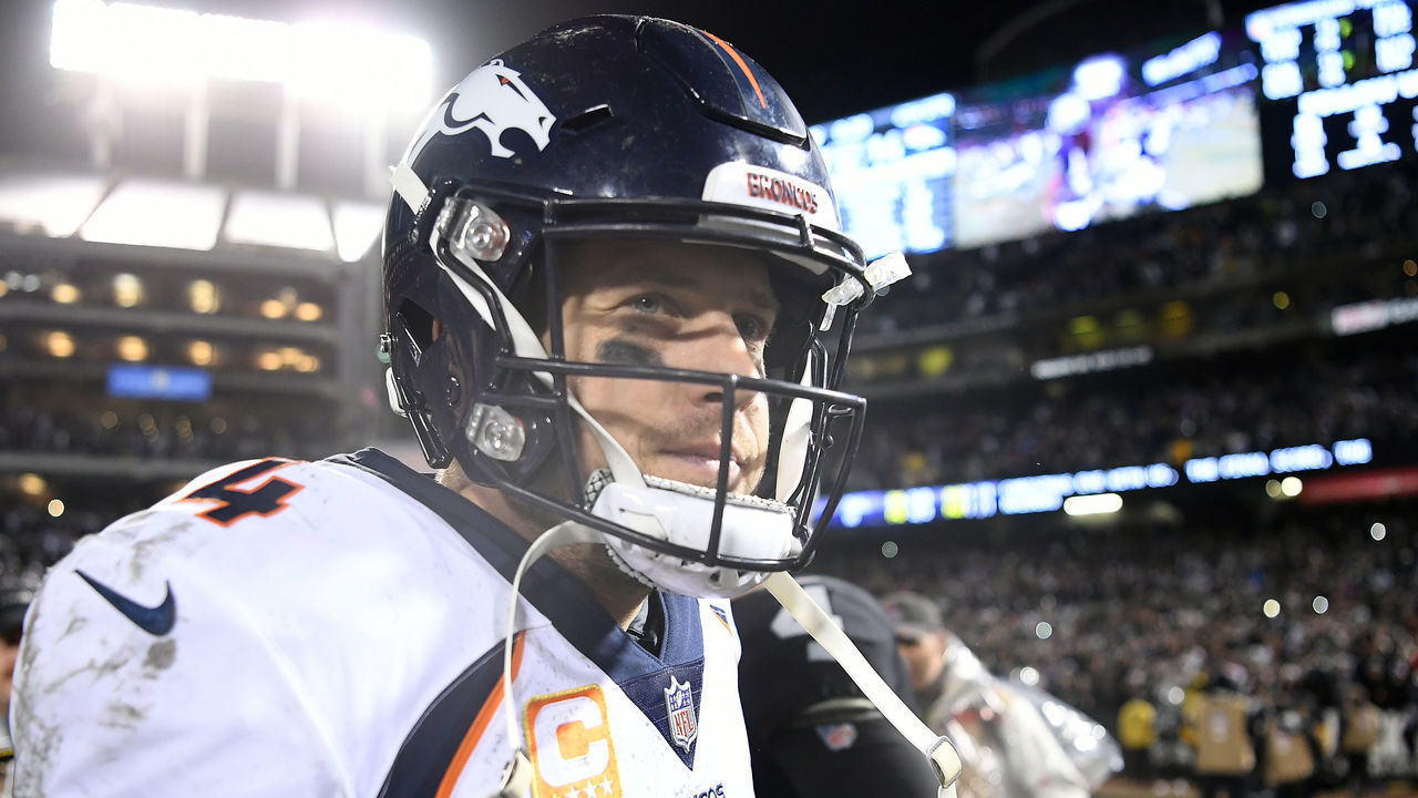 OAKLAND, CA - DECEMBER 24: Case Keenum #4 of the Denver Broncos walks off the field following their 27-14 loss to the Oakland Raiders at Oakland-Alameda County Coliseum on December 24, 2018 in Oakland, California.