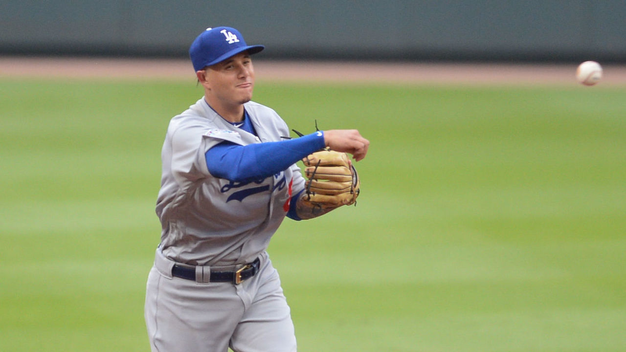 ATLANTA, GA JULY 27: Dodgers third baseman Manny Machado (8) throws to first base during the game between Atlanta and Los Angeles on July 27th, 2018 at SunTrust Park in Atlanta, GA.