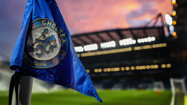 LONDON, ENGLAND - JANUARY 27: A sunset behind the corner flag inside the stadium ahead the FA Cup Fourth Round match between Chelsea and Sheffield Wednesday at Stamford Bridge on January 27, 2019 in London, United Kingdom.
