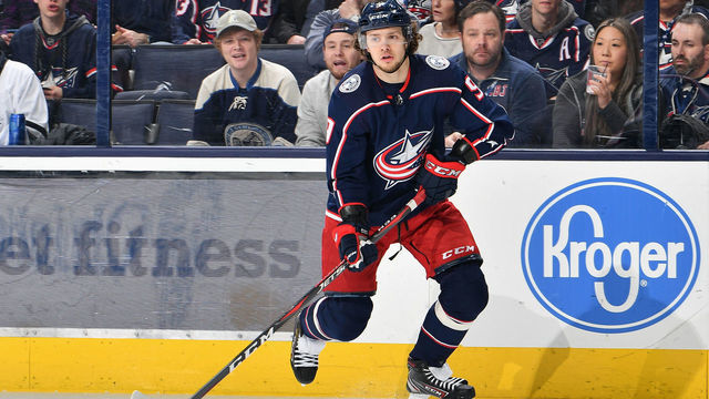 COLUMBUS, OH - FEBRUARY 18: Artemi Panarin #9 of the Columbus Blue Jackets skates against the Tampa Bay Lightning on February 18, 2019 at Nationwide Arena in Columbus, Ohio.