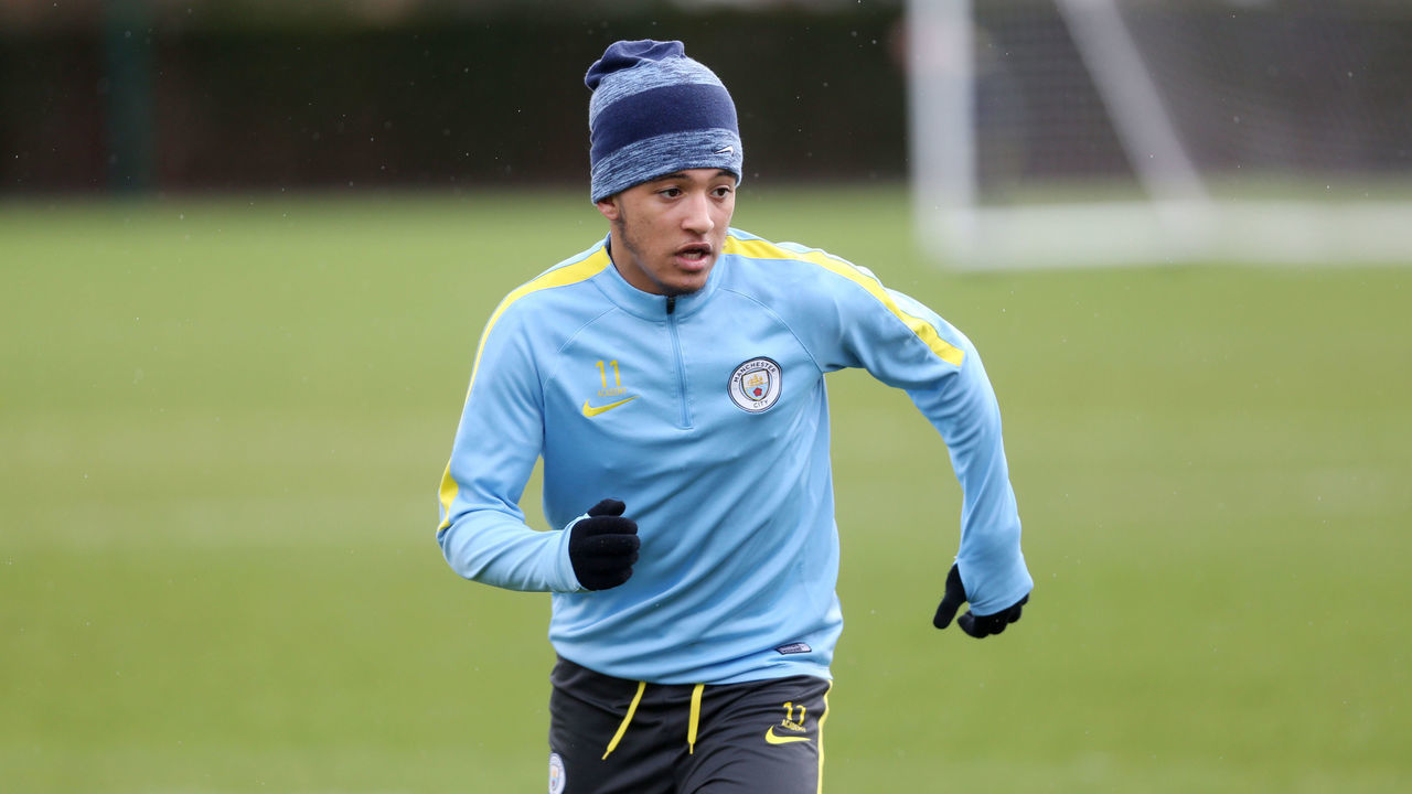Manchester City U18 Training, City Football Academy, Manchester City's Jadon Sancho in training