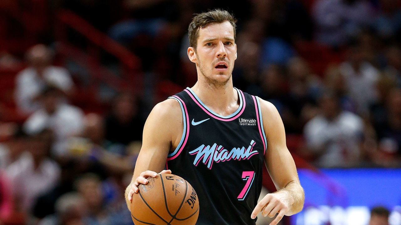 MIAMI, FL - NOVEMBER 12: Goran Dragic #7 of the Miami Heat in action against the Philadelphia 76ers during the first half at American Airlines Arena on November 12, 2018 in Miami, Florida.