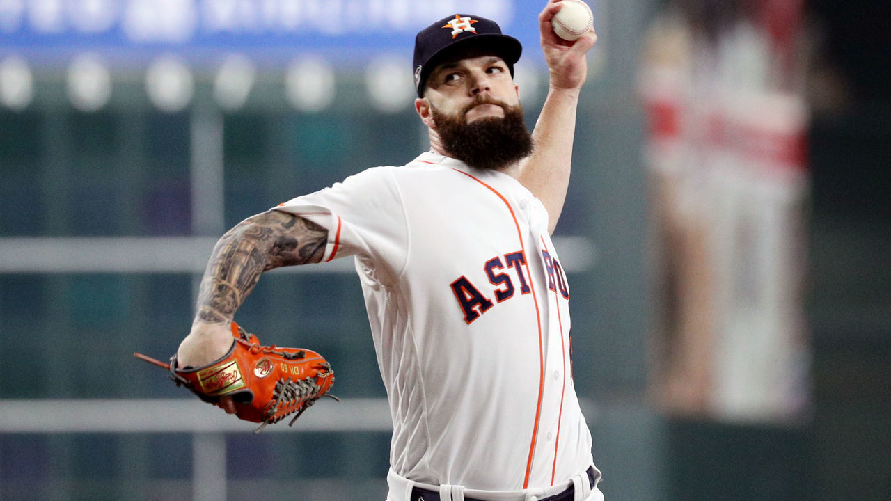HOUSTON, TX - OCTOBER 16: Dallas Keuchel #60 of the Houston Astros pitches in the first inning during Game 3 of the ALCS against the Boston Red Sox at Minute Maid Park on Tuesday, October 16, 2018 in Houston, Texas.