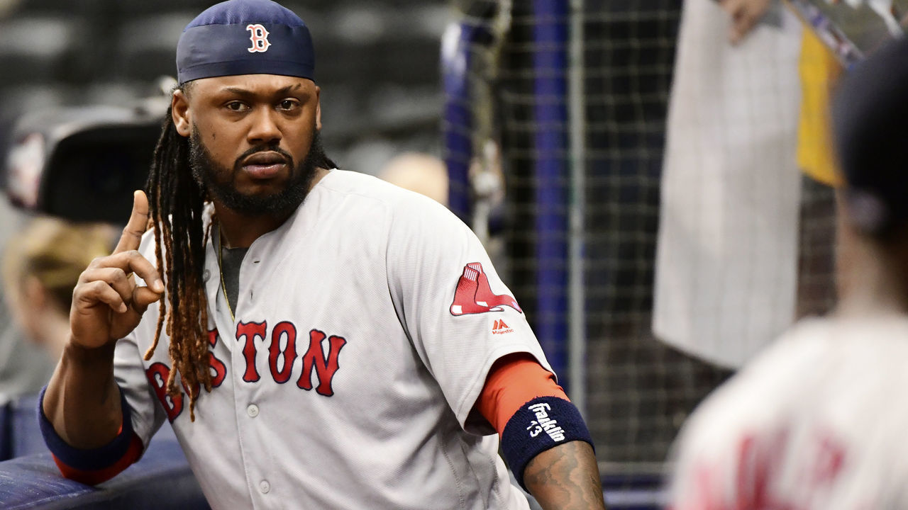 ST PETERSBURG, FL - MAY 23: Hanley Ramirez #13 of the Boston Red Sox poses before taking the field against the Tampa Bay Rays on May 23, 2018 at Tropicana Field in St Petersburg, Florida.