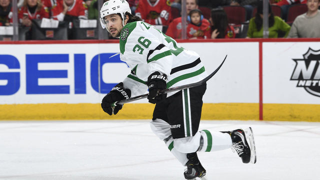 CHICAGO, IL - FEBRUARY 24: Mats Zuccarello #36 of the Dallas Stars skates in the first period against the Chicago Blackhawks at the United Center on February 24, 2019 in Chicago, Illinois.
