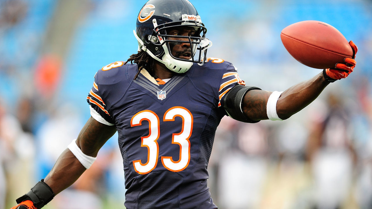 CHARLOTTE, NC - AUGUST 09: Charles Tillman #33 of the Chicago Bears against the Carolina Panthers during a preseason NFL game at Bank of America Stadium on August 9, 2013 in Charlotte, North Carolina. The Panthers won 24-17.