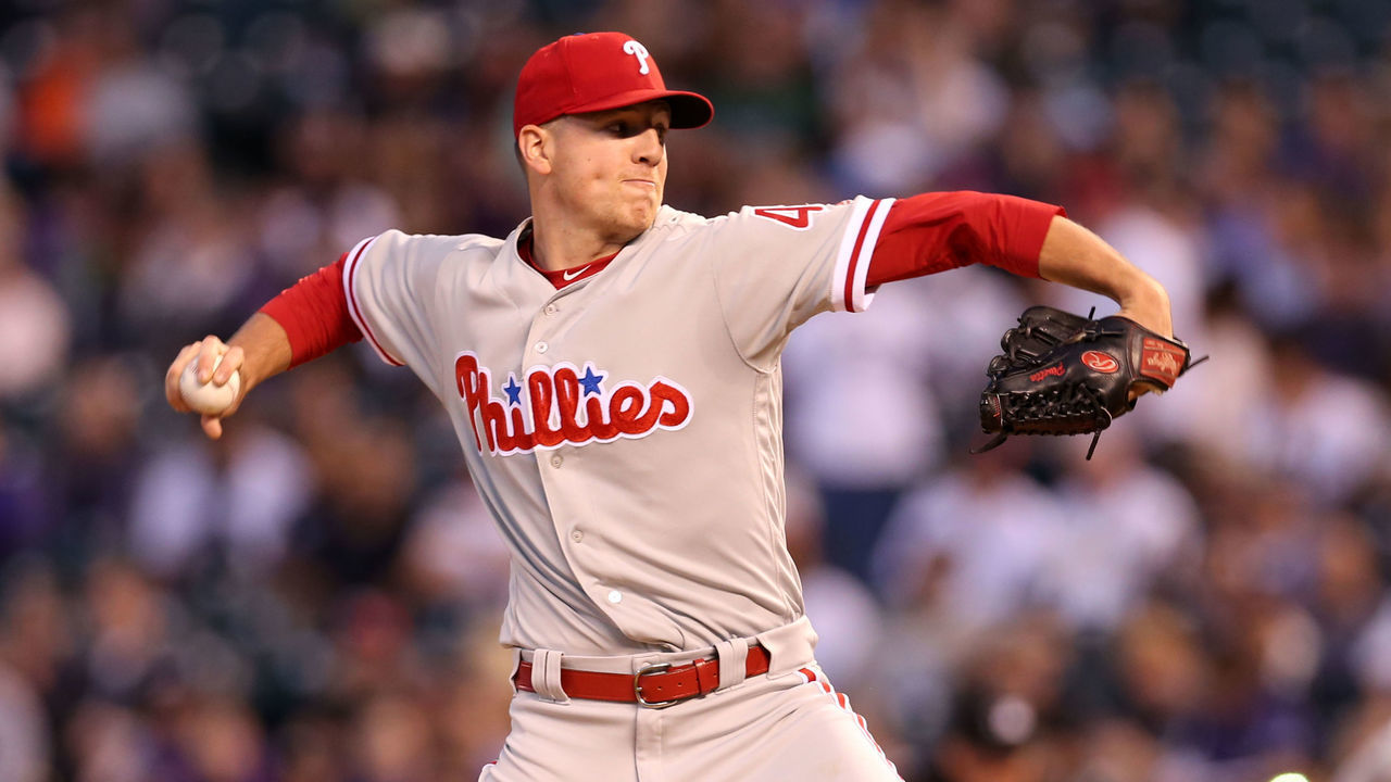 DENVER, CO - SEPTEMBER 26: Nick Pivetta #43 of the Philadelphia Phillies pitches during the game against the Colorado Rockies at Coors Field on September 26, 2018 in Denver, Colorado. The Rockies defeated the Phillies 14-0.