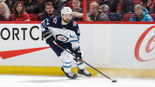 OTTAWA, ON - FEBRUARY 9: Josh Morrissey #44 of the Winnipeg Jets skates with the puck against the Ottawa Senators at Canadian Tire Centre on February 9, 2019 in Ottawa, Ontario, Canada.