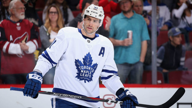 GLENDALE, ARIZONA - FEBRUARY 16: John Tavares #91 of the Toronto Maple Leafs skates on the ice during the second period of the NHL game against the Arizona Coyotes at Gila River Arena on February 16, 2019 in Glendale, Arizona. The Coyotes defeated the Maple Leafs 2-0.