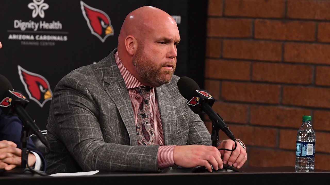TEMPE, AZ - JANUARY 09: Arizona Cardinals general manager Steve Keim talks to the media during a press conference introducing the new head coach Kliff Kingsbury at the Arizona Cardinals Training Facility on January 9, 2019 in Tempe, Arizona.