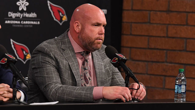 TEMPE, AZ - JANUARY 09: Arizona Cardinals general manager Steve Keim talks to the media during a press conference introducing the new head coach Kliff Kingsbury at the Arizona Cardinals Training Facility on January 9, 2019 in Tempe, Arizona.