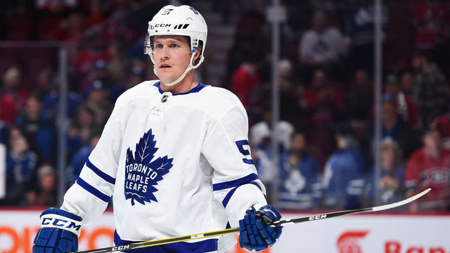 MONTREAL, QC - FEBRUARY 09: Look on Toronto Maple Leafs defenceman Jake Gardiner (51) at warm-up before the Toronto Maple Leafs versus the Montreal Canadiens game on February 09, 2019, at Bell Centre in Montreal, QC