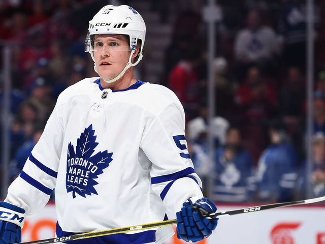 MONTREAL, QC - FEBRUARY 09: Look on Toronto Maple Leafs defenceman Jake Gardiner (51) at warm-up before the Toronto Maple Leafs versus the Montreal Canadiens game on February 09, 2019, at Bell Centre in Montreal, QC