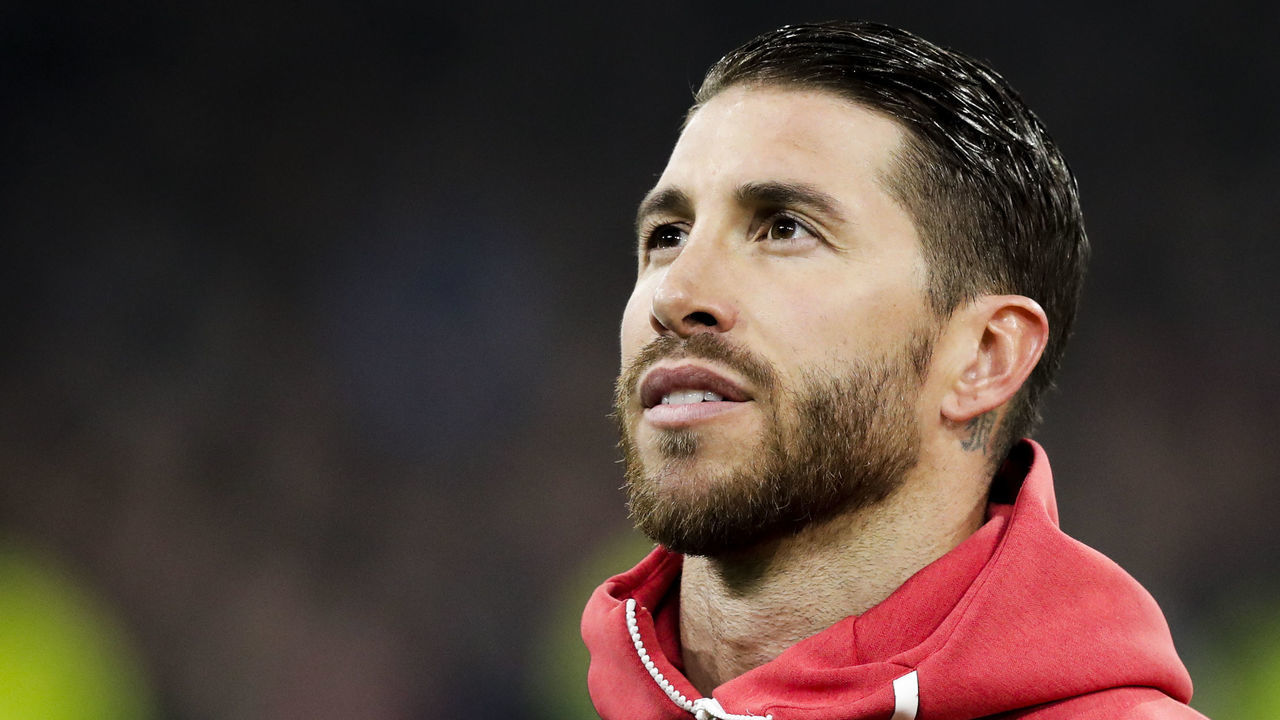 AMSTERDAM, NETHERLANDS - FEBRUARY 13: Sergio Ramos of Real Madrid during the UEFA Champions League match between Ajax v Real Madrid at the Johan Cruijff Arena on February 13, 2019 in Amsterdam Netherlands