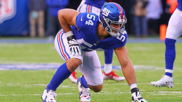 EAST RUTHERFORD, NJ - DECEMBER 30: New York Giants outside linebacker Olivier Vernon (54) during the National Football League game between the New York Giants and the Dallas Cowboys on December 30, 2018 at MetLife Stadium in East Rutherford, NJ.