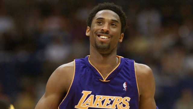 029952.SP.0519.lakers5.AR The Los Angeles Lakers played the San Antonio Spurs in Game 1 of the Western Conference Finals of the NBA Playoff in San Antoniio on 5/19/01. Kobe Bryant after scoring two of his game high 45 points. Lakers won 10490.