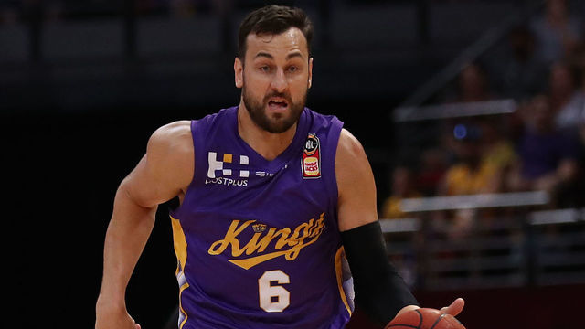 SYDNEY, AUSTRALIA - MARCH 03: Andrew Bogut of the Kings in action during game two of the NBL Semi Final series between the Sydney Kings and Melbourne United at Qudos Bank Arena on March 03, 2019 in Sydney, Australia.