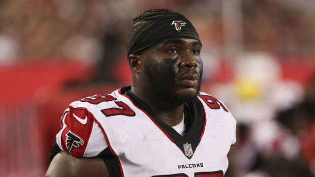TAMPA, FL - DECEMBER 18: Atlanta Falcons defensive tackle Grady Jarrett (97) during the NFL game between the Atlanta Falcons and Tampa Bay Buccaneers on December 18, 2017 at Raymond James Stadium in Tampa, FL.