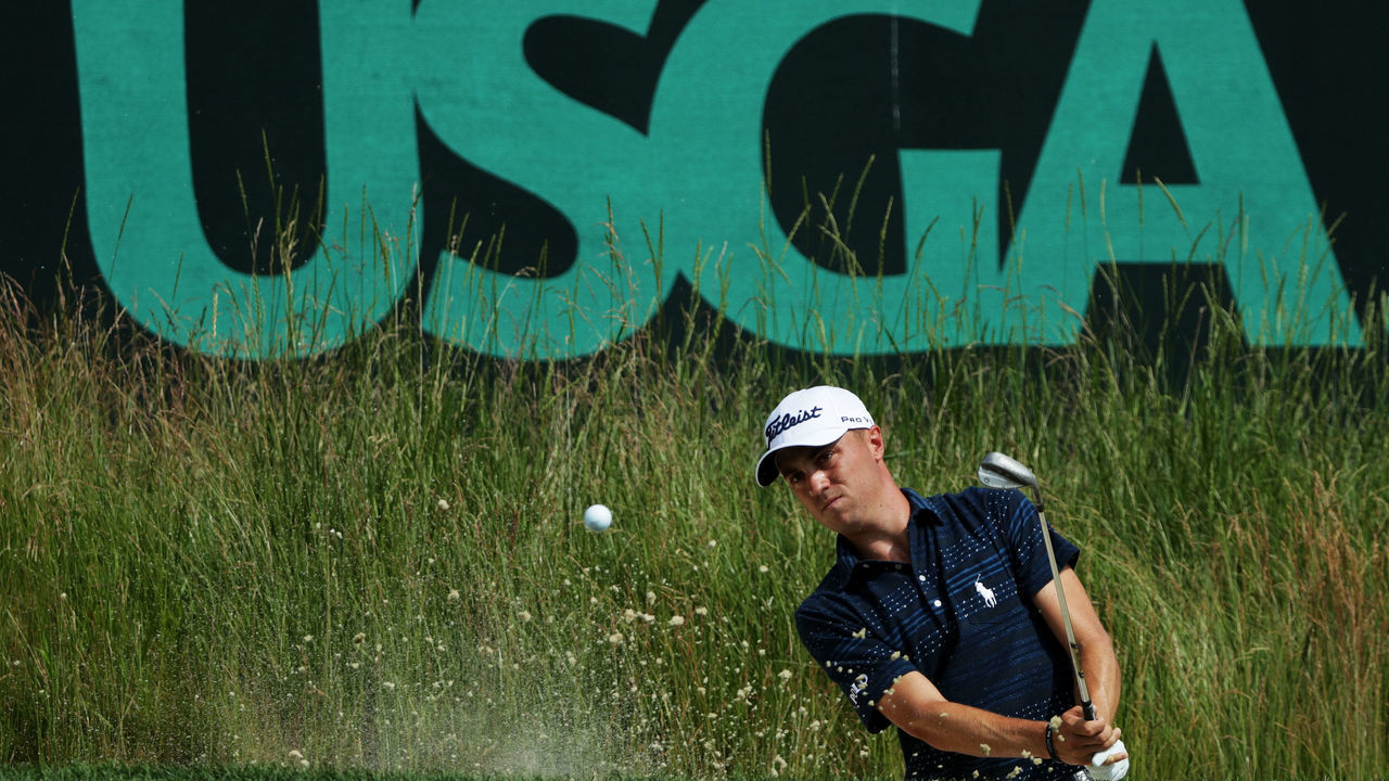 OAKMONT, PA - JUNE 18: Justin Thomas of the United States plays a bunker shot on the second hole during the third round of the U.S. Open at Oakmont Country Club on June 18, 2016 in Oakmont, Pennsylvania.
