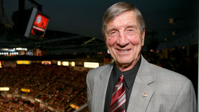 DETROIT - JUNE 02: NHL Hall of Famer Ted Lindsay attends game five of the 2008 NHL Stanley Cup Finals between the Detroit Red Wings and the Pittsburgh Penguins at Joe Louis Arena on June 2, 2008 in Detroit, Michigan.
