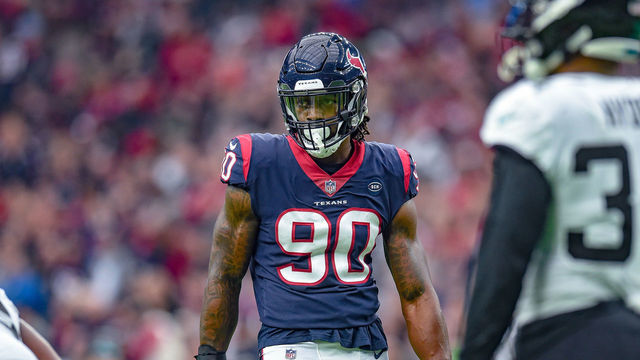 HOUSTON, TX - DECEMBER 30: Houston Texans outside linebacker Jadeveon Clowney (90) gets ready for a play during the football game between the Jacksonville Jaguars and Houston Texans on December 30, 2018 at NRG Stadium in Houston, Texas.