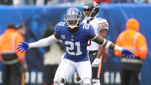EAST RUTHERFORD, NEW JERSEY - DECEMBER 02: Landon Collins #21 of the New York Giants reacts after being called for pass interference during the first quarter against the Chicago Bears at MetLife Stadium on December 02, 2018 in East Rutherford, New Jersey.