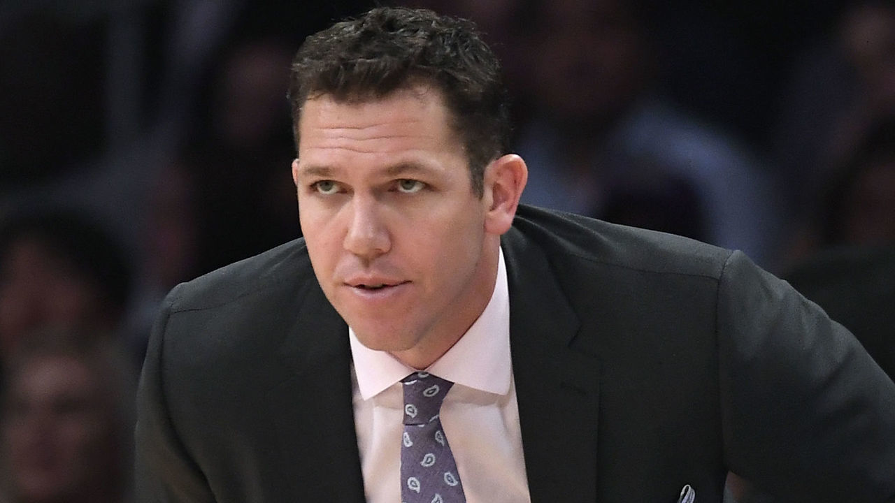 LOS ANGELES, CALIFORNIA - MARCH 01: Los Angeles Lakers coach Luke Walton looks on during the game against the Milwaukee Bucks at Staples Center on March 01, 2019 in Los Angeles, California.