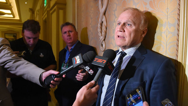 LAS VEGAS, NV - JUNE 23: Executive Vice President and Director of Hockey Operations for the National Hockey League Colin Campbell meets with the media following the NHL general managers meetings at the Bellagio Las Vegas on June 23, 2015 in Las Vegas, Nevada.