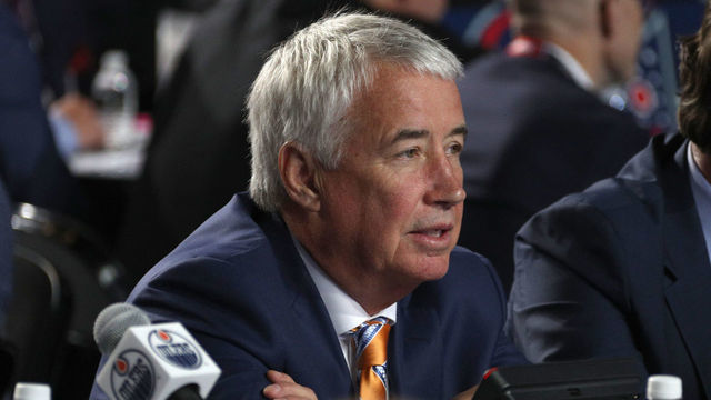 CHICAGO, IL - JUNE 23: Bob Nicholson, CEO and Vice Chair of the Edmonton Oilers, looks on during Round One of the 2017 NHL Draft at United Center on June 23, 2017 in Chicago, Illinois.