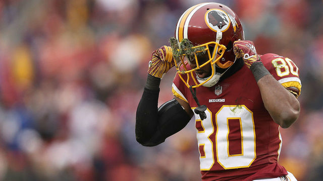 LANDOVER, MD - DECEMBER 09: wide receiver Jamison Crowder #80 of the Washington Redskins reacts after a play in the first quarter against the New York Giants at FedExField on December 9, 2018 in Landover, Maryland.