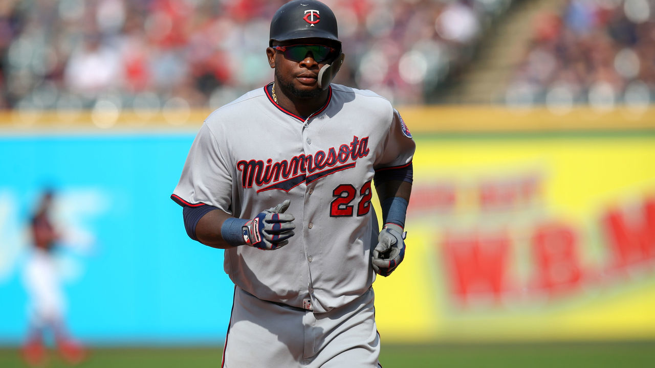 CLEVELAND, OH - AUGUST 30: Minnesota Twins third baseman Miguel Sano (22) rounds the bases after hitting a home run during the ninth inning of the Major League Baseball game between the Minnesota Twins and Cleveland Indians on August 30, 2018, at Progressive Field in Cleveland, OH. Cleveland defeated Minnesota 5-3.