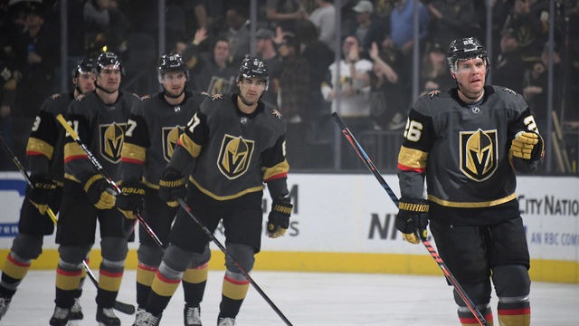 LAS VEGAS, NEVADA - FEBRUARY 28: Paul Stastny #26 of the Vegas Golden Knights skates toward his bench after scoring a first-period goal against the Florida Panthers in the first period of their game at T-Mobile Arena on February 28, 2019 in Las Vegas, Nevada. The Golden Knights defeated the Panthers 6-5 in a shootout.