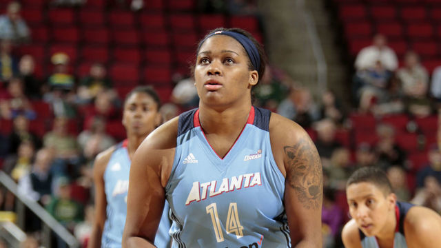 SEATTLE, WA - JUNE 13: Rachel Hollivay #14 of the Atlanta Dream shoots a free throw against the Seattle Storm on June 13, 2017 at Allstate Arena in Seattle, Washington. NOTE TO USER: User expressly acknowledges and agrees that, by downloading and/or using this Photograph, user is consenting to the terms and conditions of the Getty Images License Agreement. Mandatory Copyright Notice: Copyright 2017 NBAE