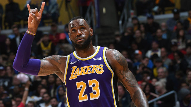 LOS ANGELES, CA - FEBRUARY 27: LeBron James #23 of the Los Angeles Lakers reacts to a play during the game against the New Orleans Pelicans on February 27, 2019 at STAPLES Center in Los Angeles, California. NOTE TO USER: User expressly acknowledges and agrees that, by downloading and/or using this Photograph, user is consenting to the terms and conditions of the Getty Images License Agreement. Mandatory Copyright Notice: Copyright 2019 NBAE