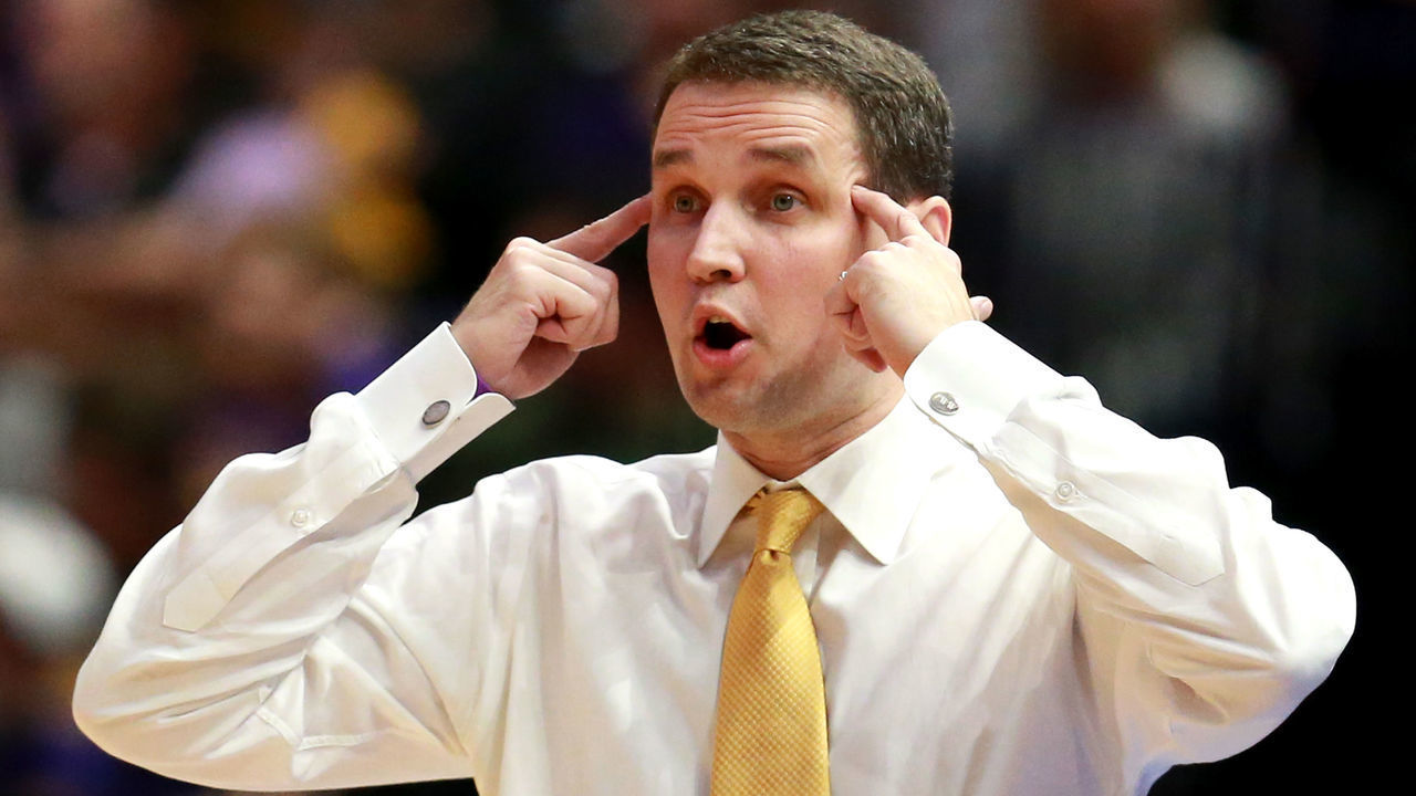 BATON ROUGE , LOUISIANA - FEBRUARY 26: Head coach Will Wade of the LSU Tigers reacts to a play during a game against the Texas A&M Aggies at Pete Maravich Assembly Center on February 26, 2019 in Baton Rouge, Louisiana.