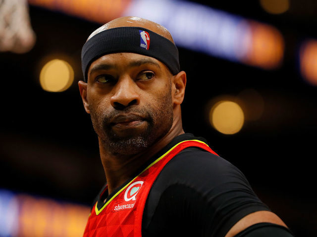 ATLANTA, GEORGIA - MARCH 06: Vince Carter #15 of the Atlanta Hawks reacts after their 111-104 loss to the San Antonio Spurs at State Farm Arena on March 06, 2019 in Atlanta, Georgia.