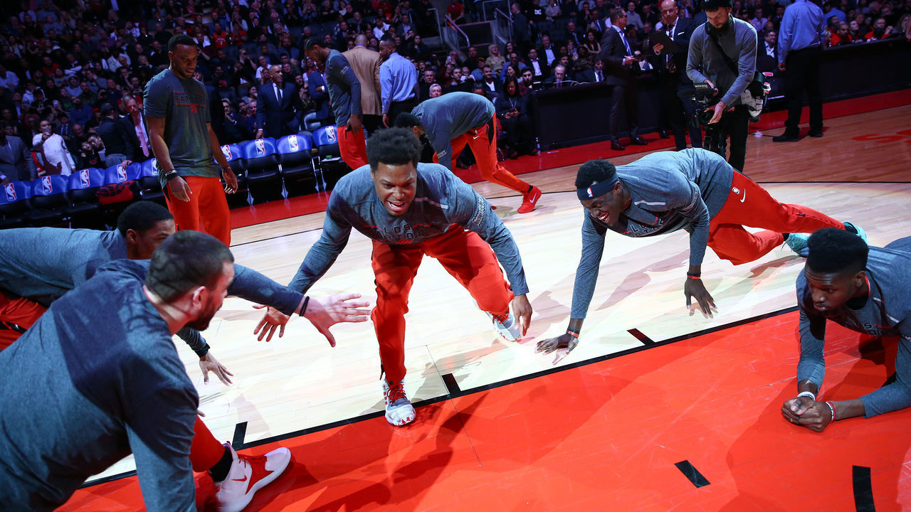 TORONTO, ON - MARCH 5: Kyle Lowry #7 of the Toronto Raptors is introduced prior to an NBA game against the Houston Rockets at Scotiabank Arena on March 5, 2019 in Toronto, Canada.