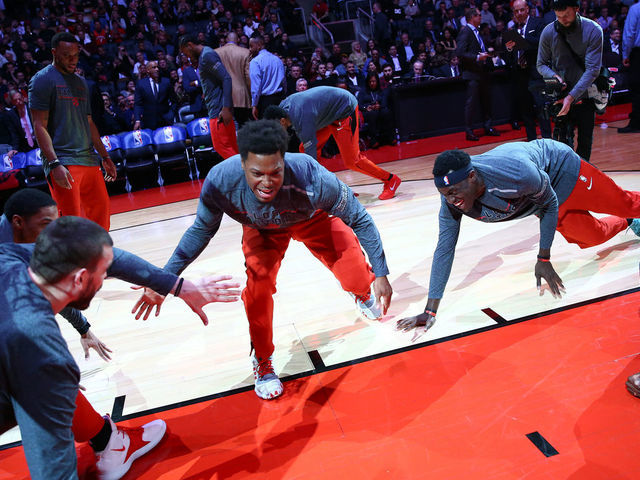 TORONTO, ON - MARCH 5: Kyle Lowry #7 of the Toronto Raptors is introduced prior to an NBA game against the Houston Rockets at Scotiabank Arena on March 5, 2019 in Toronto, Canada.