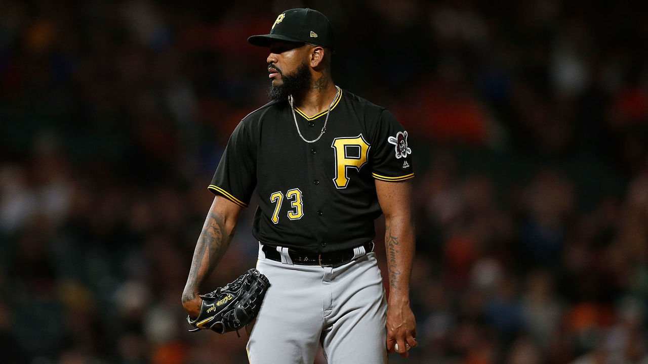 SAN FRANCISCO, CA - AUGUST 11: Felipe Vazquez #73 of the Pittsburgh Pirates pitches in the ninth inning against the San Francisco Giants at AT&T Park on August 11, 2018 in San Francisco, California.