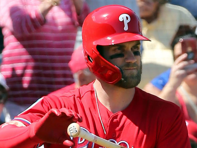 Bryce Harper of Philadelphia Phillies walks in the dugout before News  Photo - Getty Images