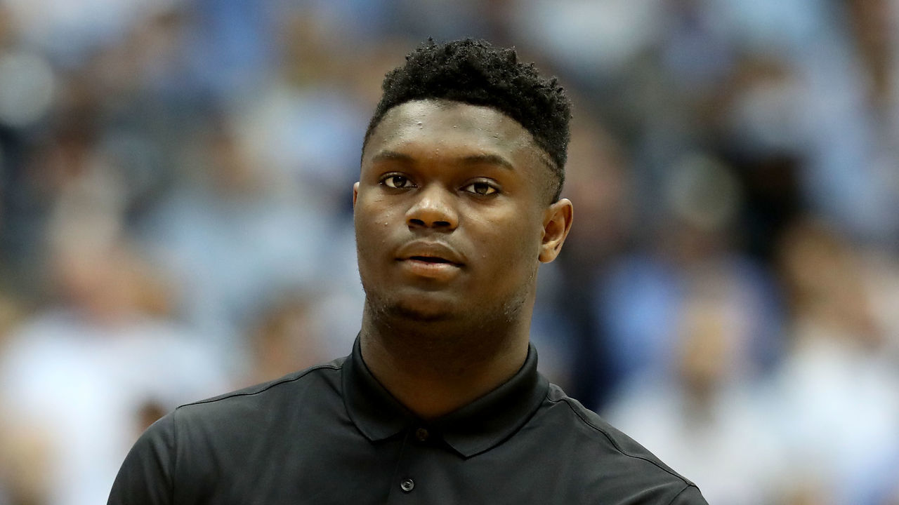 CHAPEL HILL, NORTH CAROLINA - MARCH 09: Zion Williamson #1 of the Duke Blue Devils watches on before their game against the North Carolina Tar Heels at Dean Smith Center on March 09, 2019 in Chapel Hill, North Carolina.