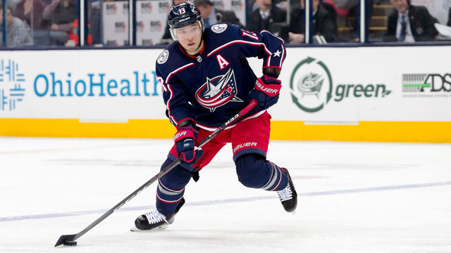 COLUMBUS, OH - MARCH 09: Columbus Blue Jackets right wing Cam Atkinson (13) prepares to take a shot in a game between the Columbus Blue Jackets and the Pittsburgh Penguins on March 09, 2019 at Nationwide Arena in Columbus, OH.