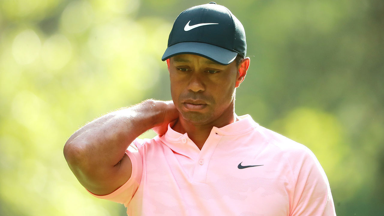 MEXICO CITY, MEXICO - FEBRUARY 22: Tiger Woods of the United States reacts on the ninth hole during the second round of World Golf Championships-Mexico Championship at Club de Golf Chapultepec on February 22, 2019 in Mexico City, Mexico.