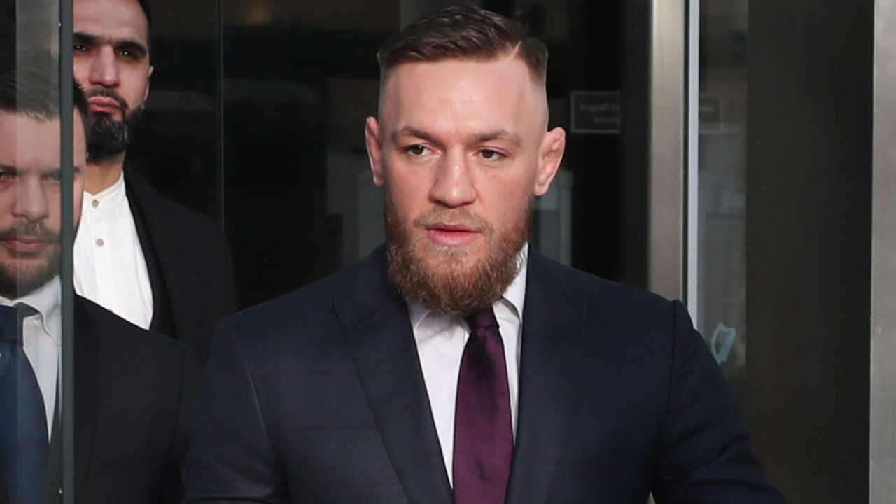 Conor McGregor leaves Dublin District Court after appearing in relation to motoring offences.