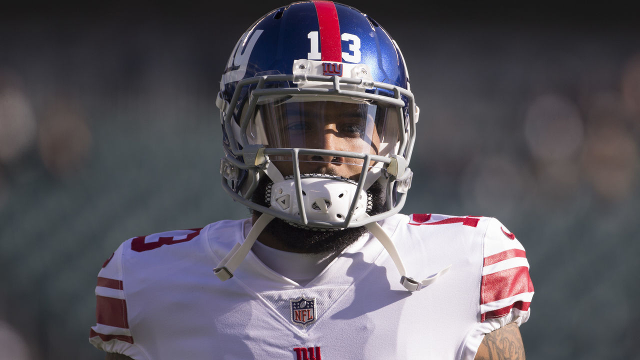 PHILADELPHIA, PA - NOVEMBER 25: Odell Beckham #13 of the New York Giants looks on prior to the game against the Philadelphia Eagles at Lincoln Financial Field on November 25, 2018 in Philadelphia, Pennsylvania.