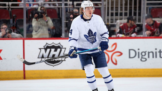 GLENDALE, ARIZONA - FEBRUARY 16: Kasperi Kapanen #24 of the Toronto Maple Leafs during the second period of the NHL game against the Arizona Coyotes at Gila River Arena on February 16, 2019 in Glendale, Arizona.