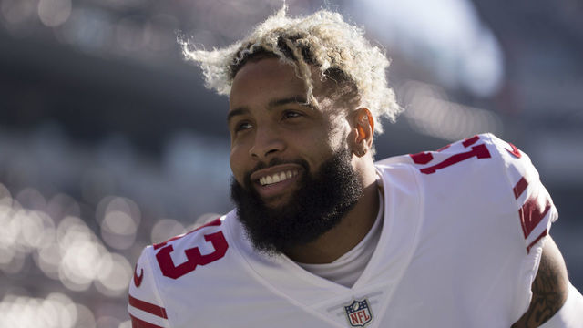 PHILADELPHIA, PA - NOVEMBER 25: Odell Beckham #13 of the New York Giants looks on prior to the game against the Philadelphia Eagles at Lincoln Financial Field on November 25, 2018 in Philadelphia, Pennsylvania.